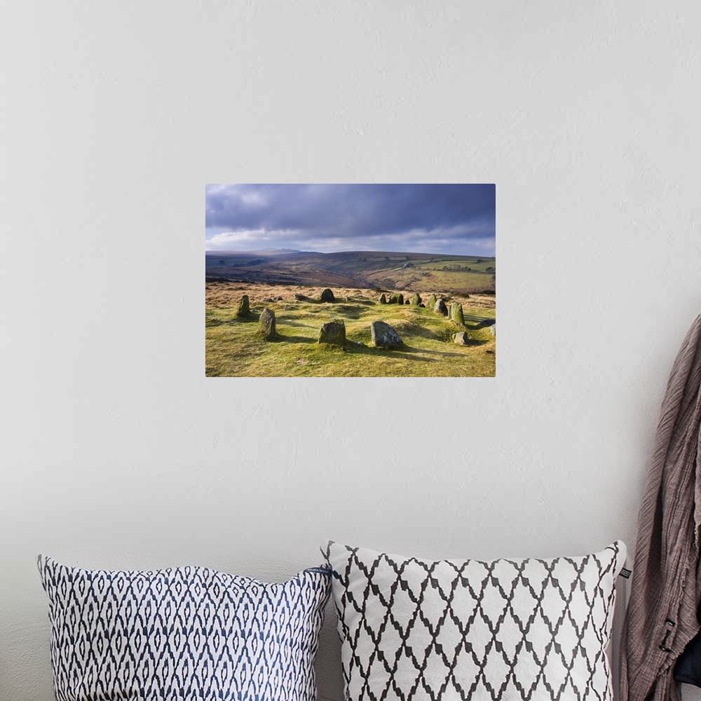 A bohemian room featuring The Nine Maidens stone circle, otherwise known as the Seventeen Brothers on Belstone Common in No...