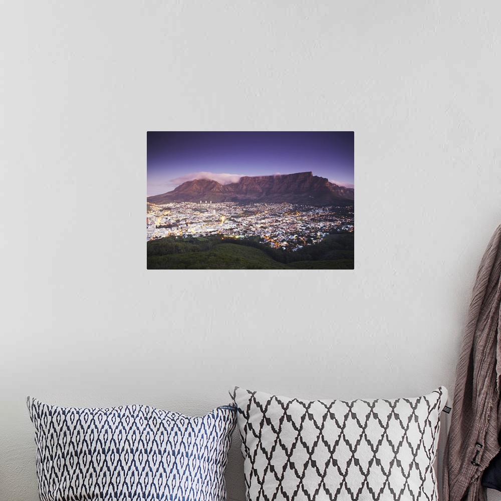 A bohemian room featuring Table Mountain at dusk, Cape Town, Western Cape, South Africa