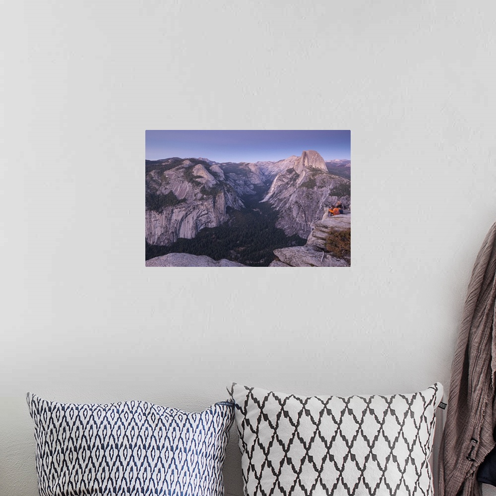 A bohemian room featuring Tourists viewing Half Dome and Yosemite Valley from Glacier Point, Yosemite National Park, Califo...