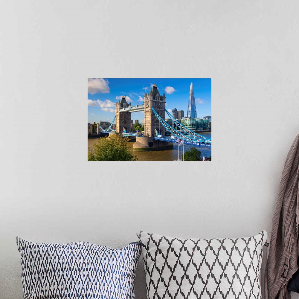 A bohemian room featuring UK, England, London, River Thames, Tower Bridge and The Shard, by architect Renzo Piano