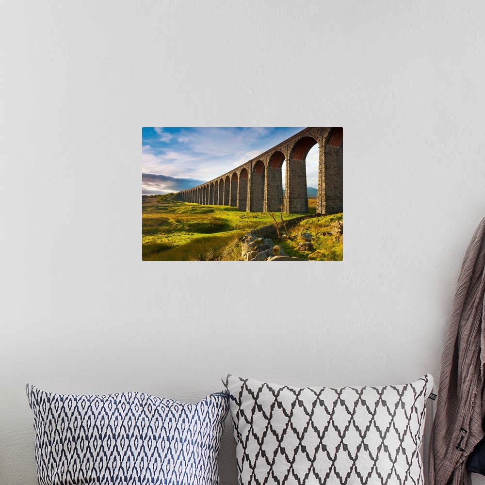 A bohemian room featuring UK, England, North Yorkshire, Ribblehead Viaduct on the Settle to Carlisle Railway Line