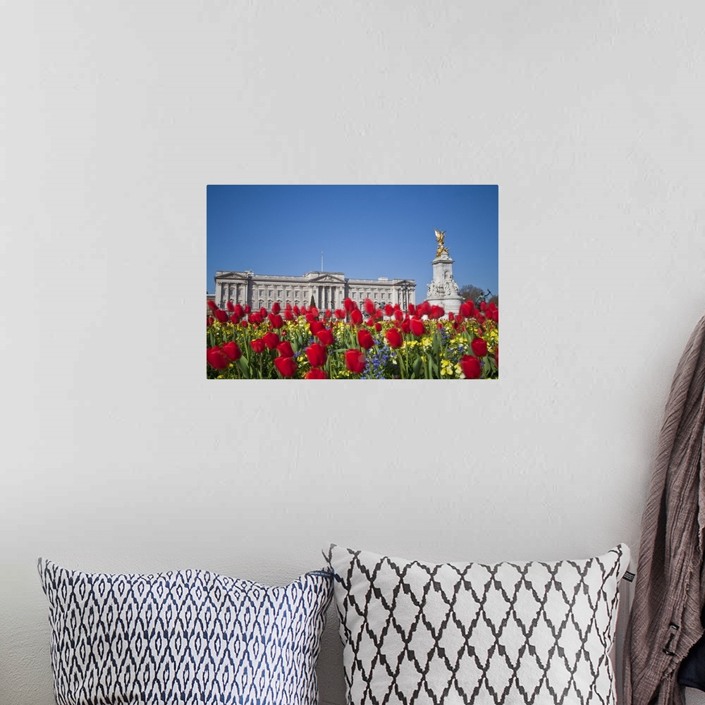 A bohemian room featuring United Kingdom, London, Westminster, Tulips infront of Buckingham Palace and Victoria Memorial