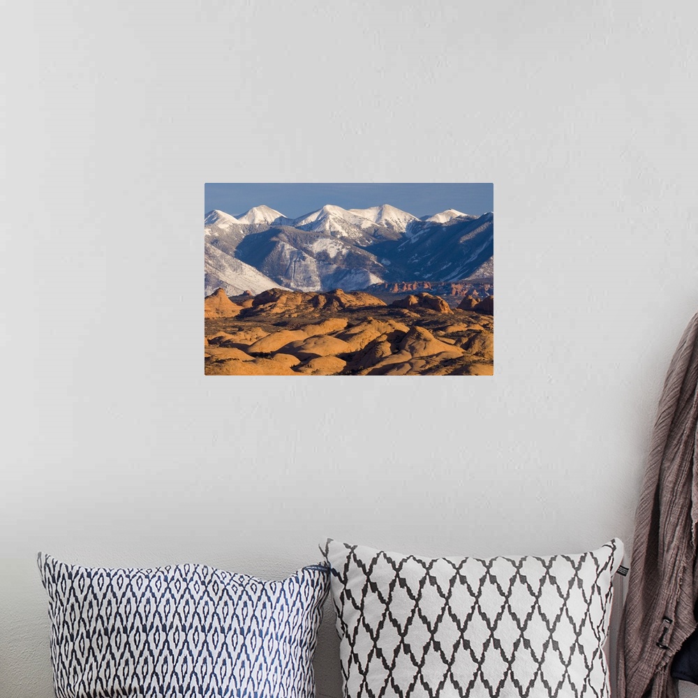 A bohemian room featuring USA, Utah, Arches National Park, La Sal Mountains and Petrified Dunes