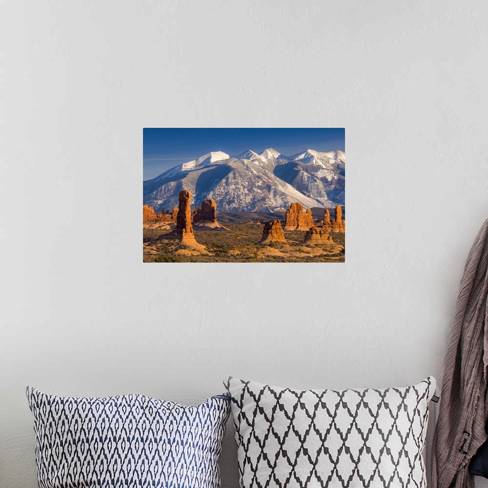 A bohemian room featuring USA, Utah, La Sal Mountains from Arches National Park