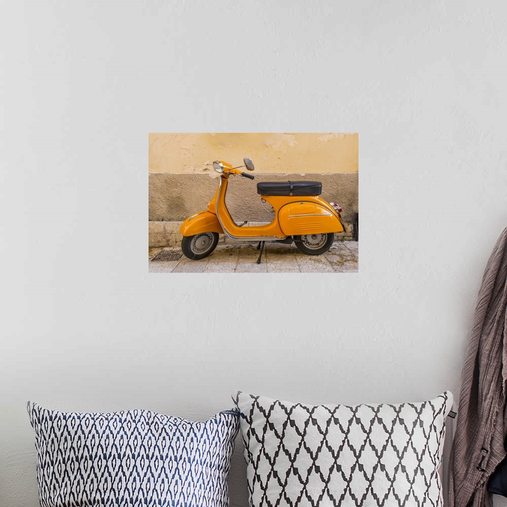 A bohemian room featuring Vespa moped, Corfu Town, Corfu, Ionian Islands, Greece