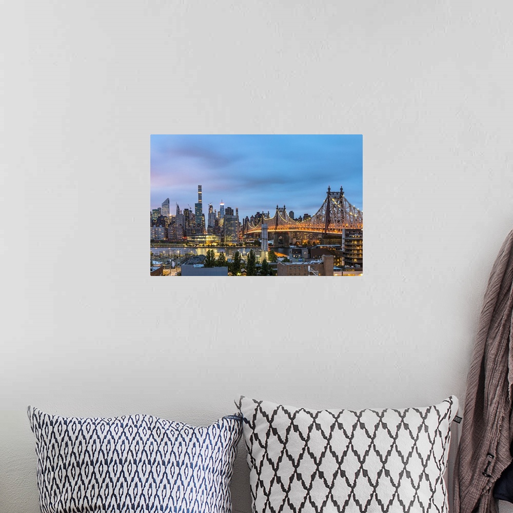 A bohemian room featuring View of Midtown Manhattan in the evening from Long Island City, New York City, USA