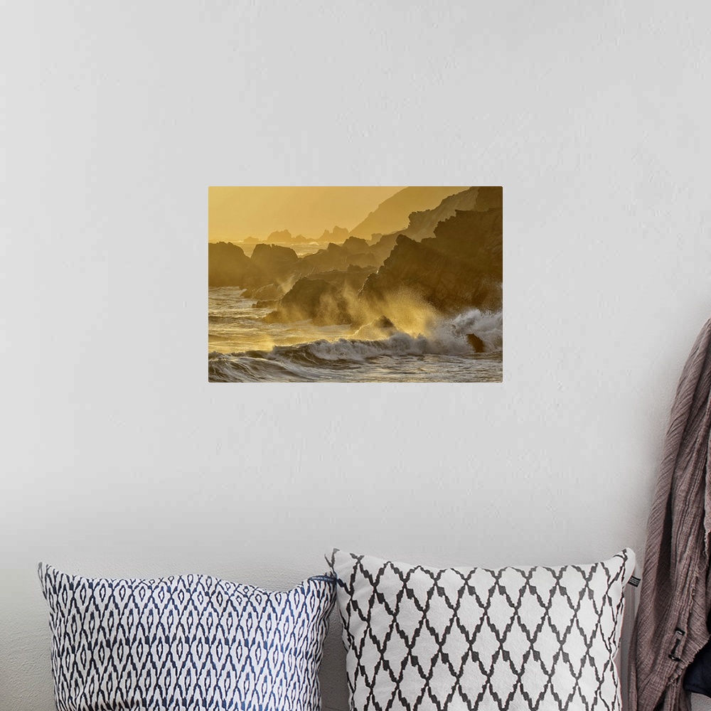 A bohemian room featuring Waves crashing on shoreline,Pfeiffer State Park, Big Sur, California,USA