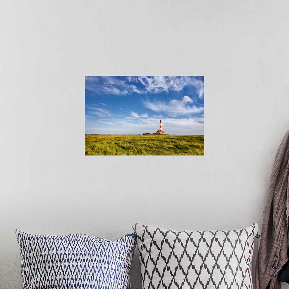 A bohemian room featuring Westerhever lighthouse, Eiderstedt peninsula, Northern Frisia, Schleswig-Holstein, Germany