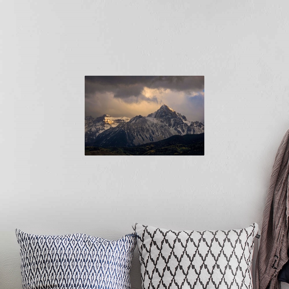 A bohemian room featuring Clouds Break Over Mount Sneffels In Peak Fall Color, San Juan Mountains