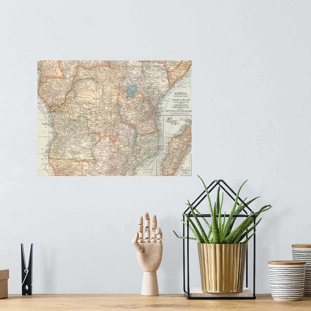 A bohemian room featuring Africa, Central Part - Vintage Map