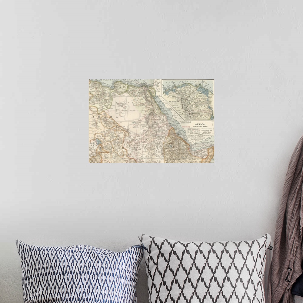 A bohemian room featuring Africa, North-East Part - Vintage Map