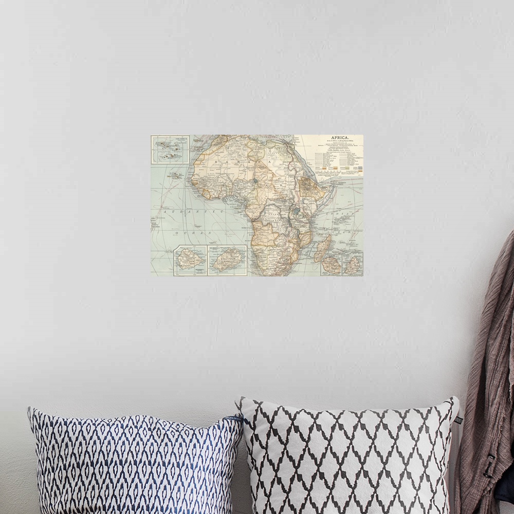 A bohemian room featuring Africa - Vintage Map