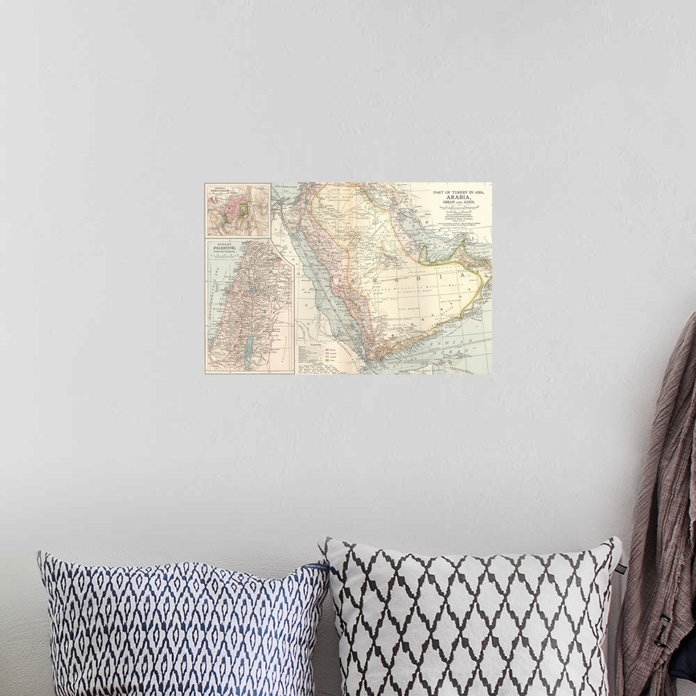 A bohemian room featuring Arabia, Oman, and Aden - Vintage Map