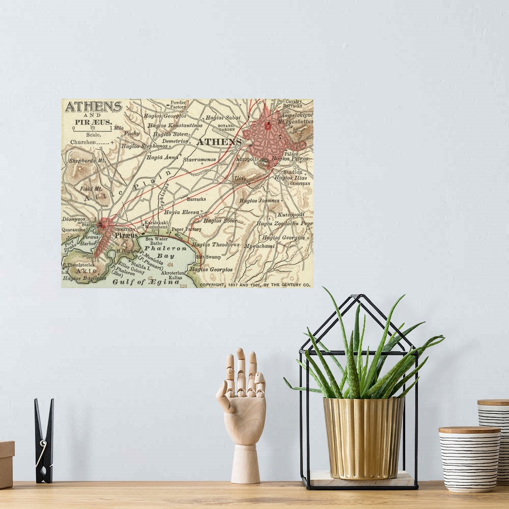 A bohemian room featuring Athens - Vintage Map