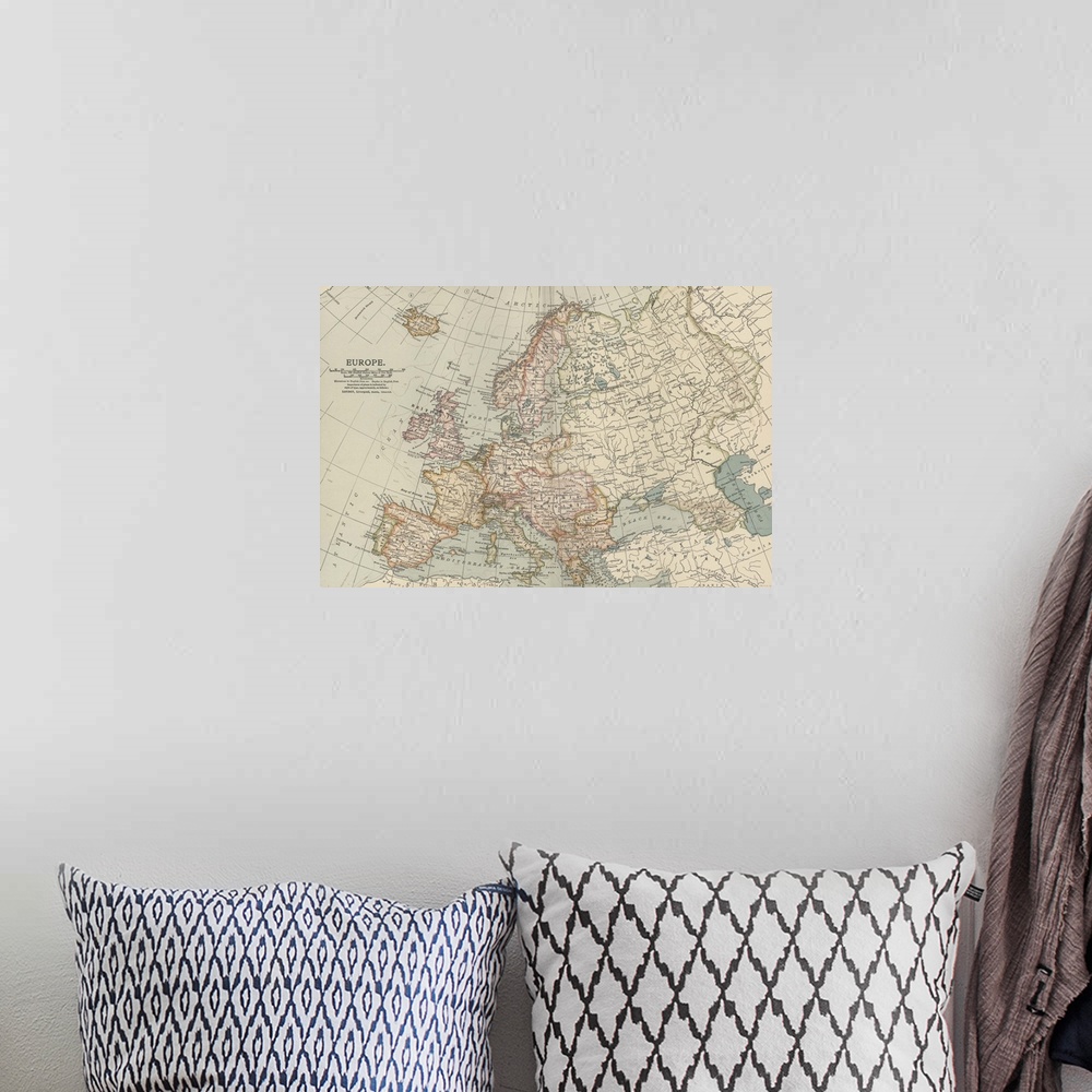 A bohemian room featuring Europe - Vintage Map