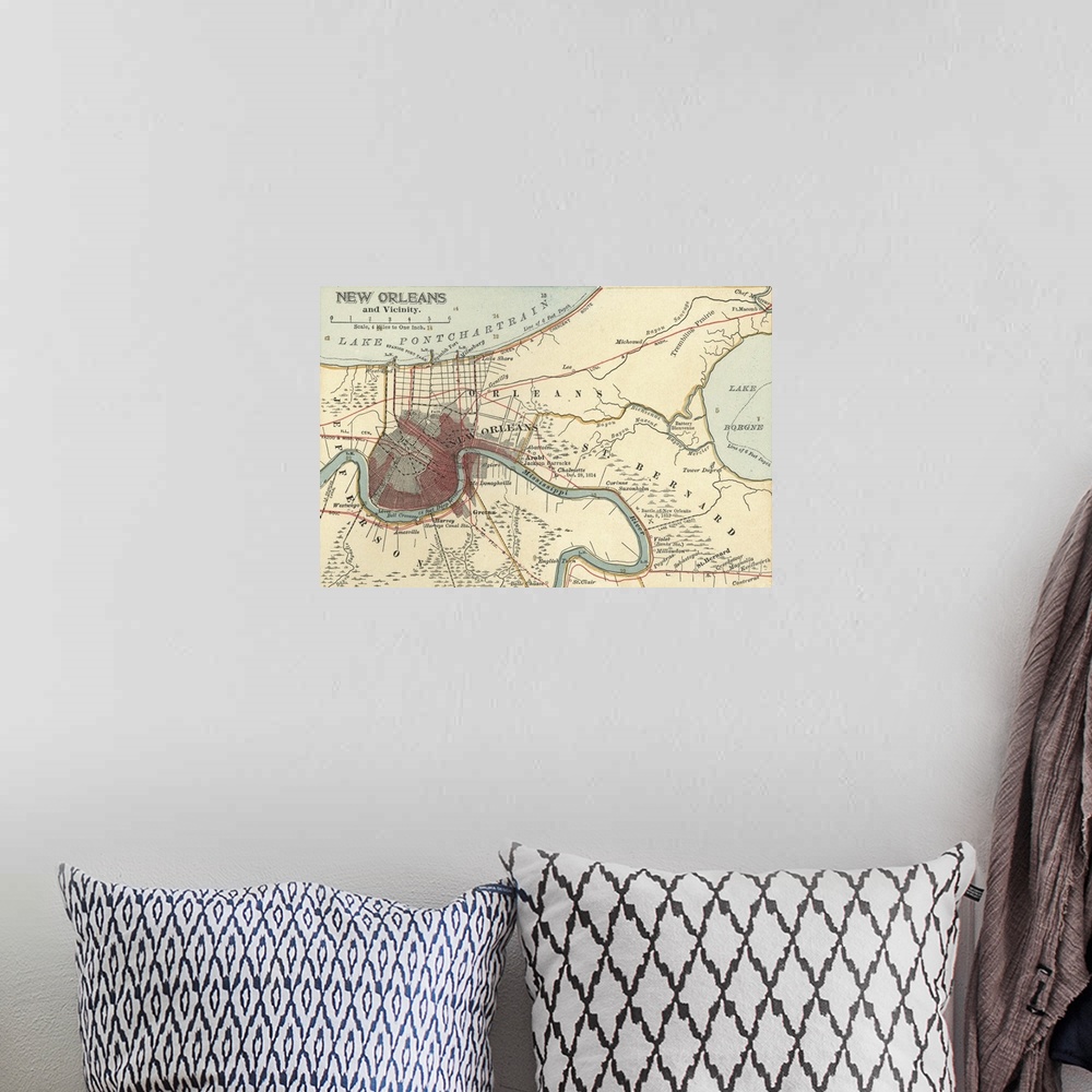 A bohemian room featuring New Orleans - Vintage Map