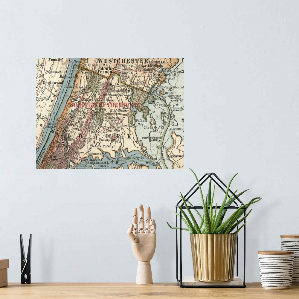 A bohemian room featuring New York - Vintage Map