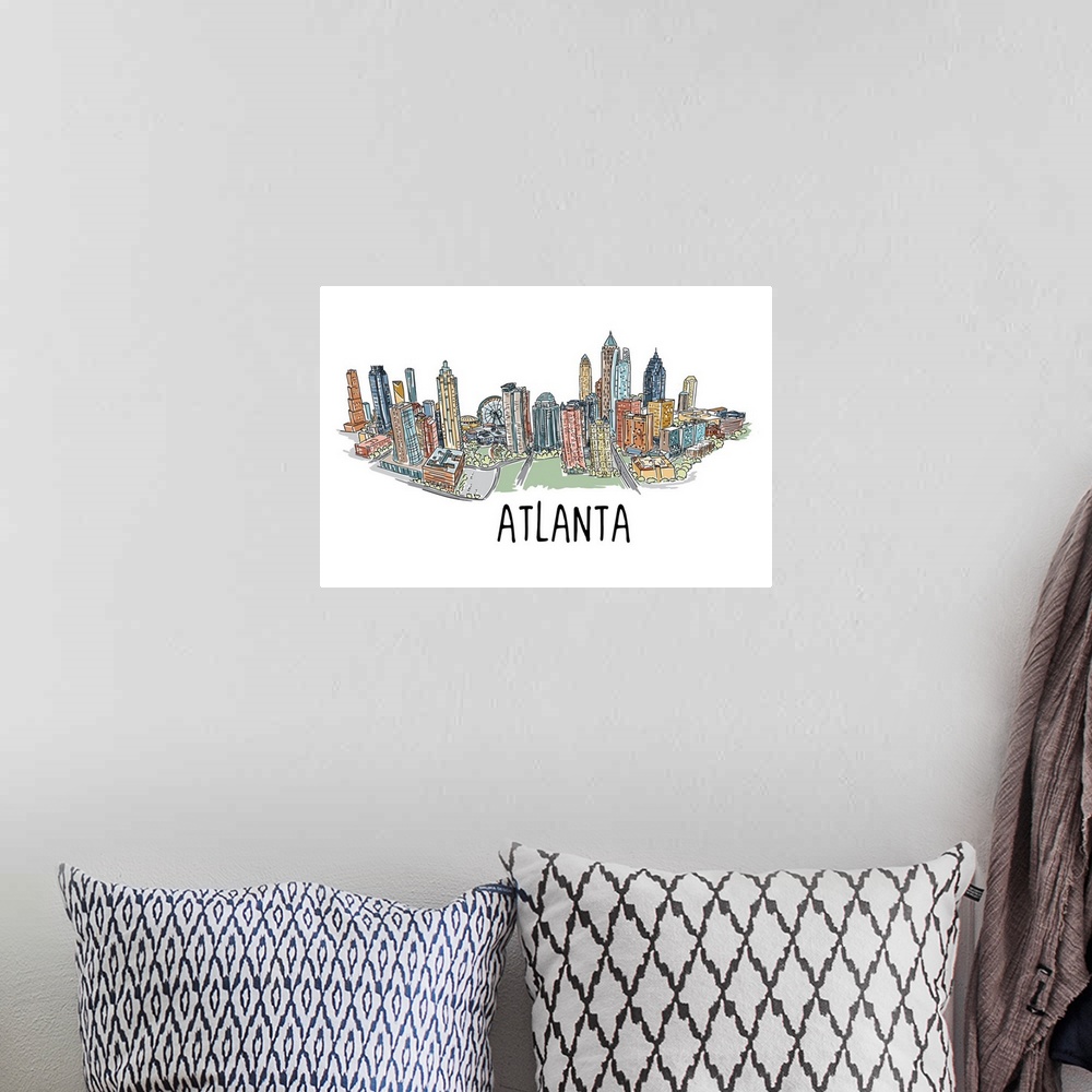 A bohemian room featuring Atlanta, Georgia - Line Drawing