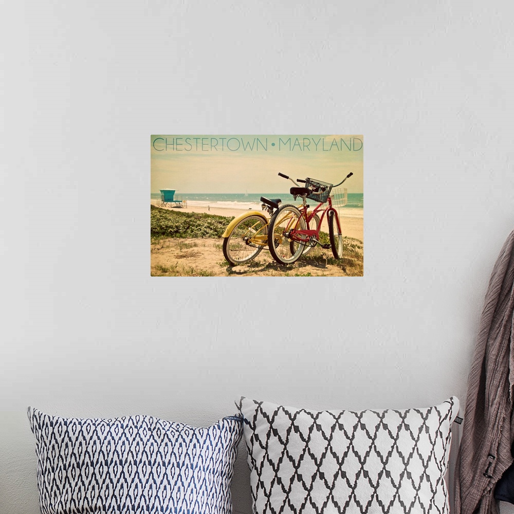 A bohemian room featuring Chestertown, Maryland, Bicycles and Beach Scene