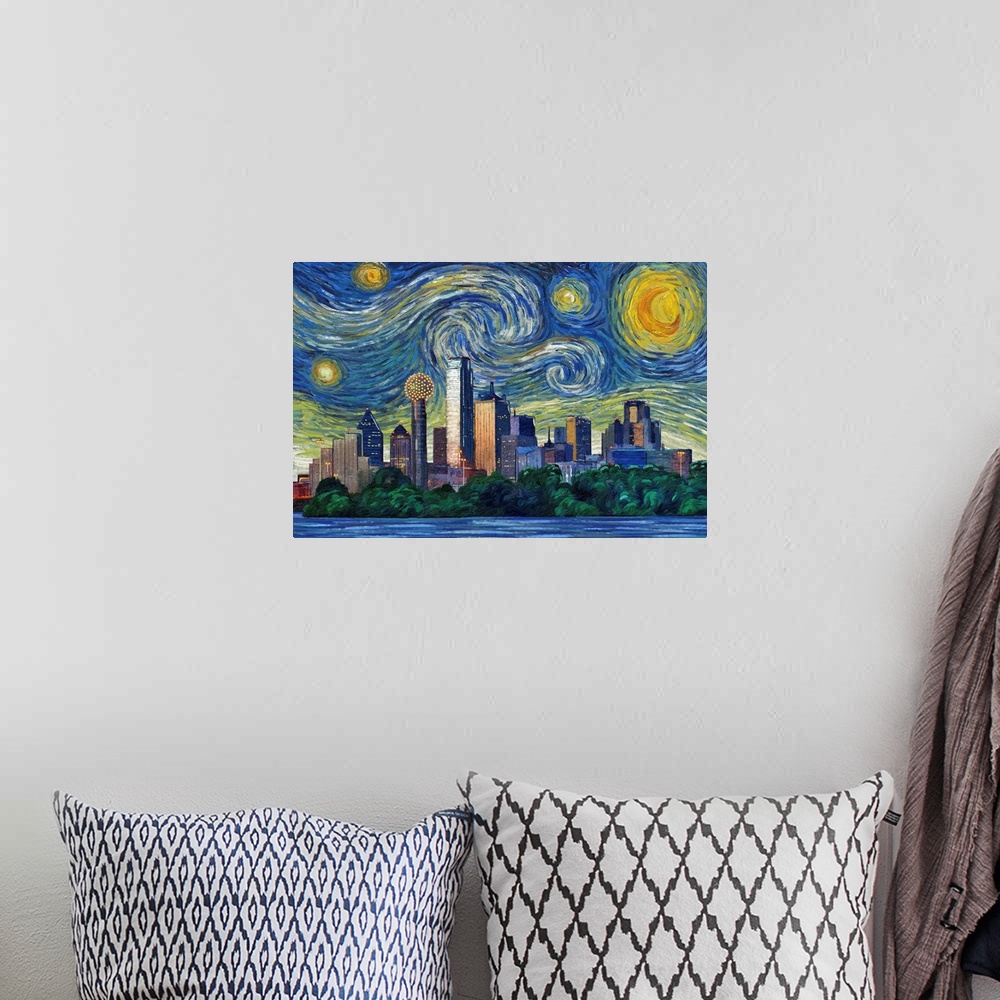 A bohemian room featuring Dallas, Texas - Starry Night City Series