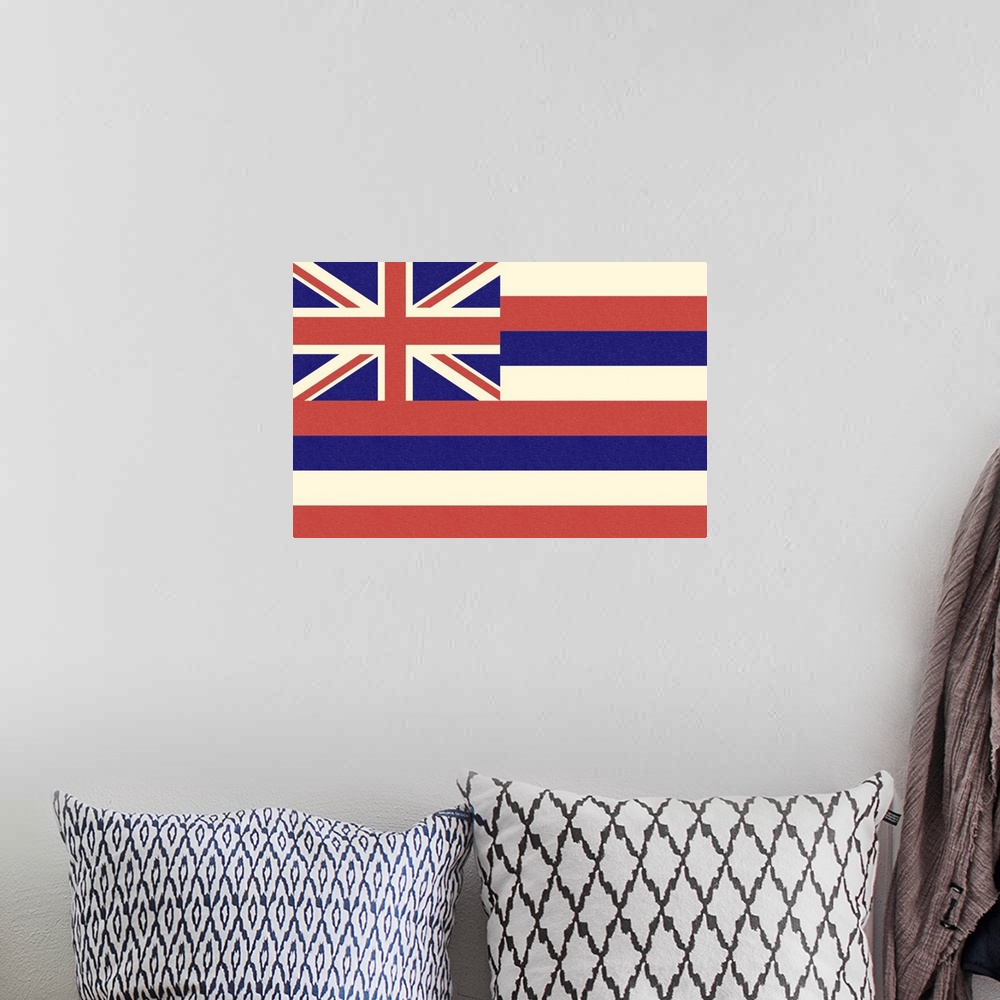 A bohemian room featuring Hawaii State Flag