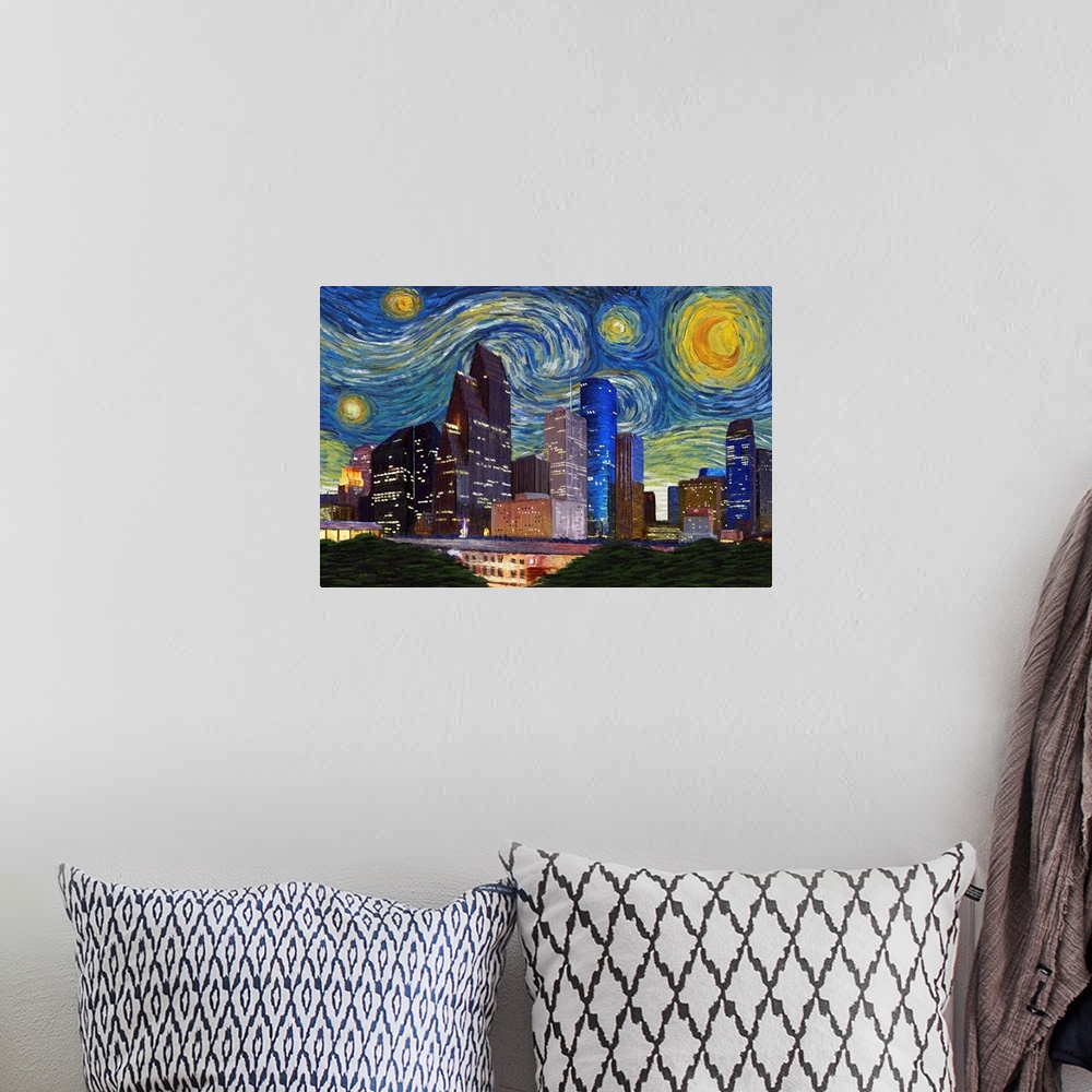 A bohemian room featuring Houston, Texas - Starry Night City Series