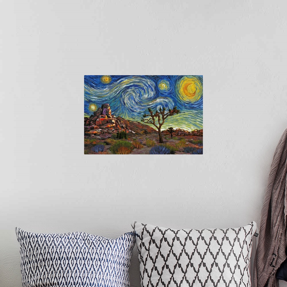 A bohemian room featuring Joshua Tree National Park - Starry Night National Park Series