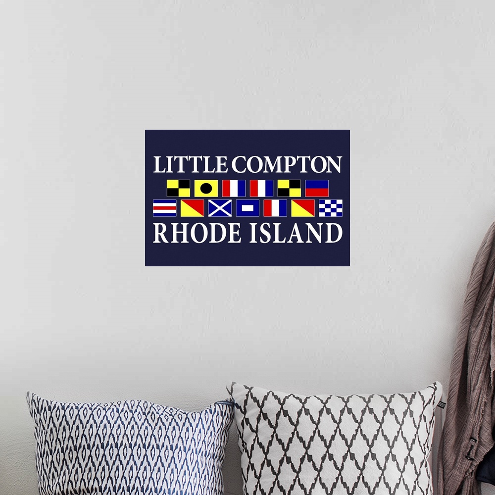 A bohemian room featuring Little Compton, Rhode Island - Nautical Flags Poster