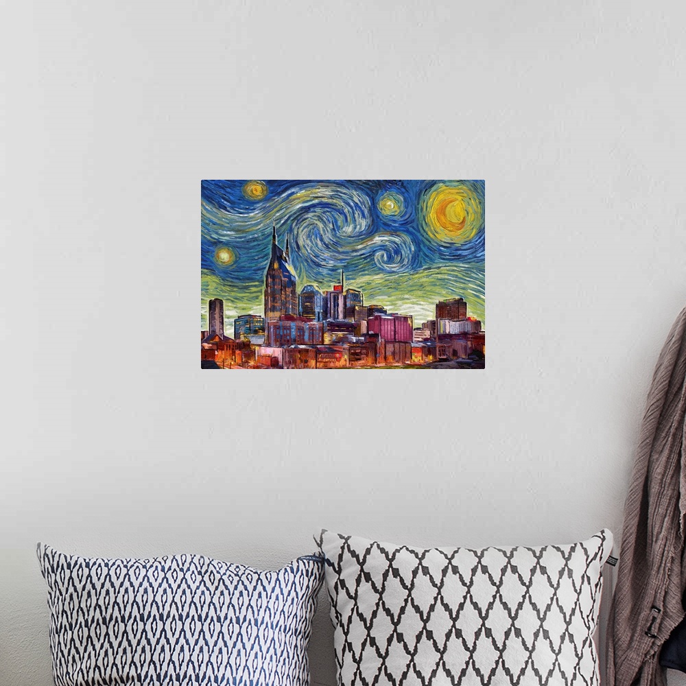 A bohemian room featuring Nashville, Tennessee - Starry Night City Series