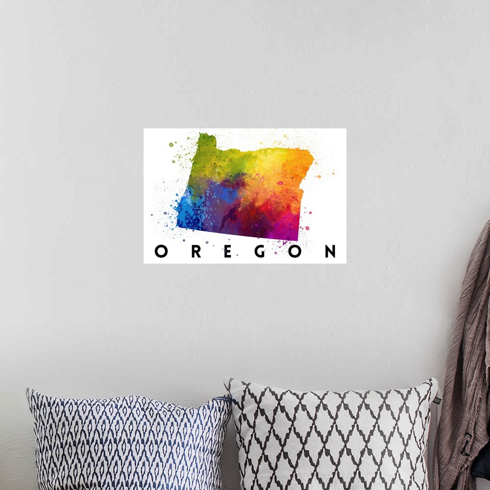 A bohemian room featuring Oregon - State Abstract Watercolor