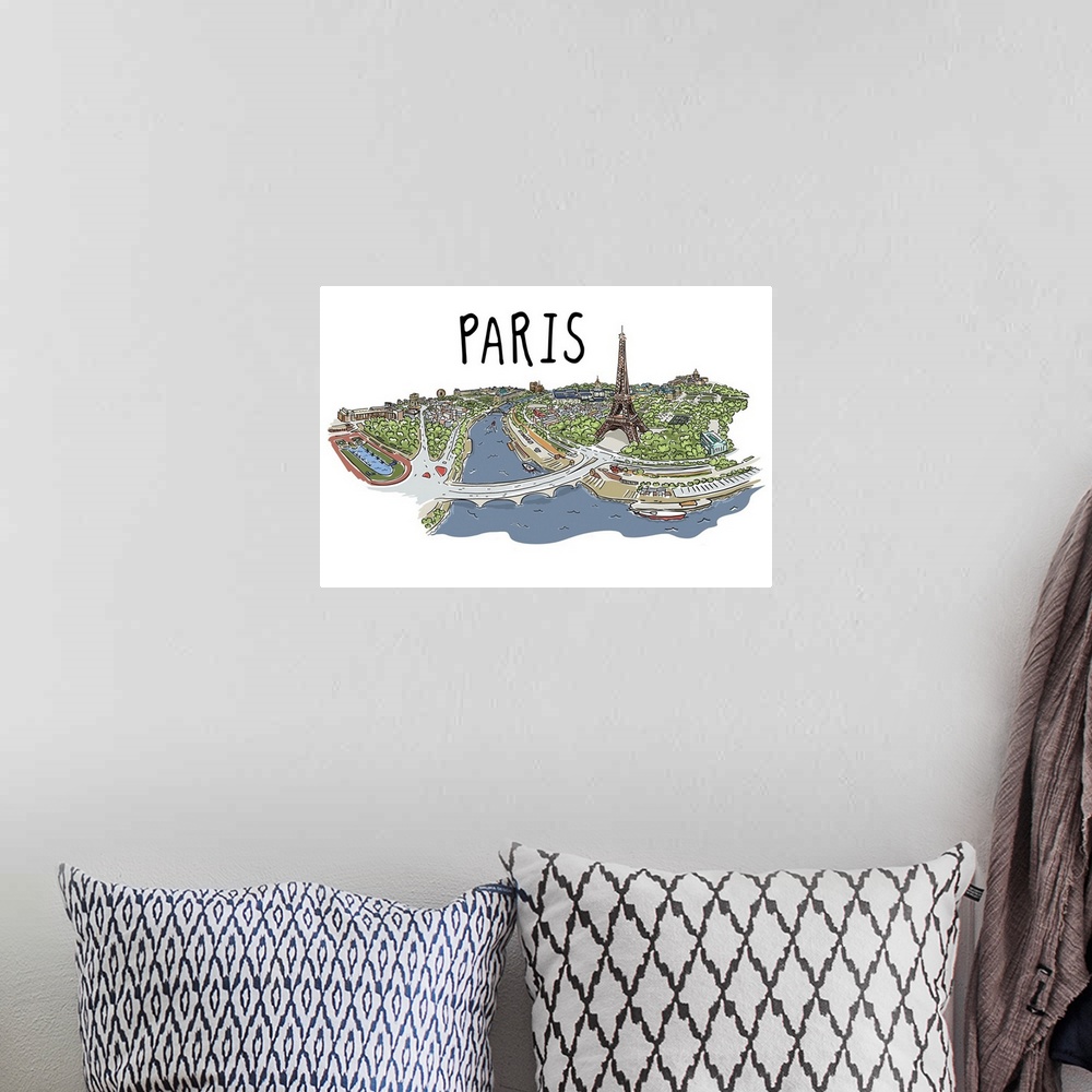 A bohemian room featuring Paris, France - Line Drawing