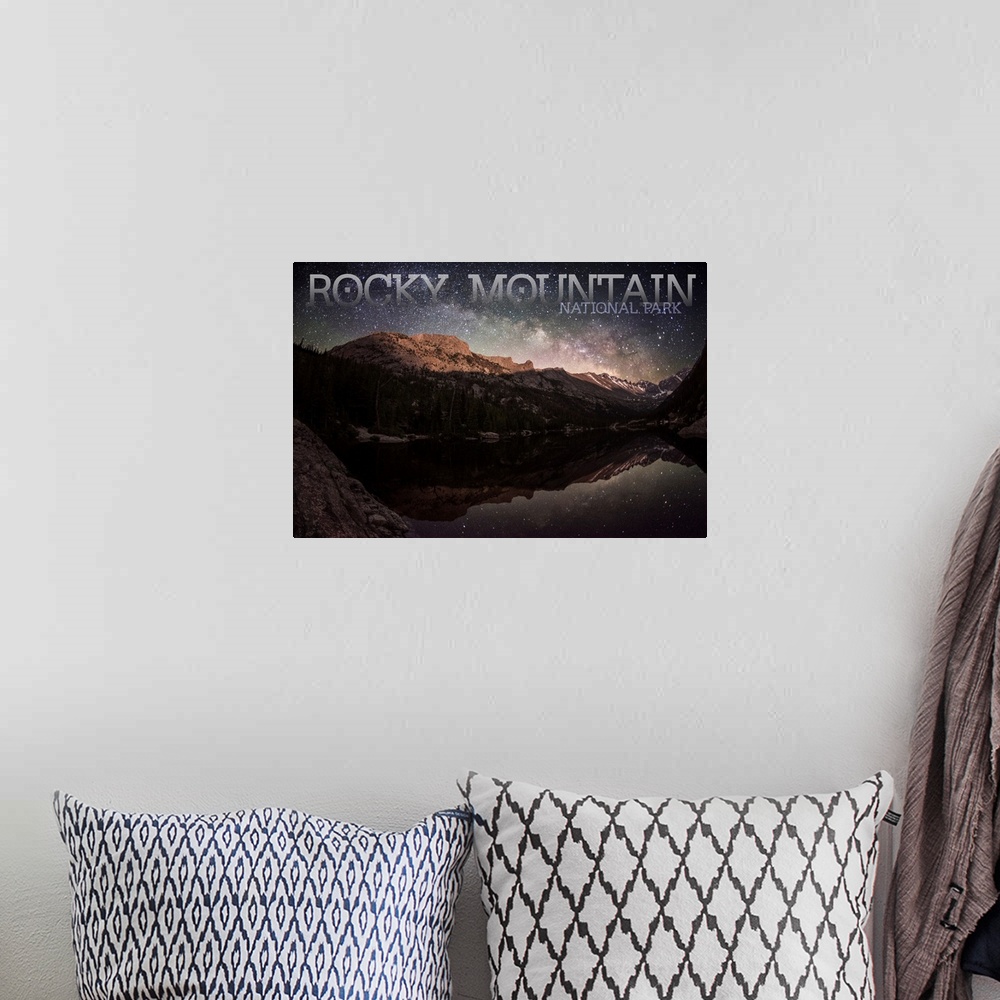 A bohemian room featuring Rocky Mountain National Park, Bear Lake: Travel Poster
