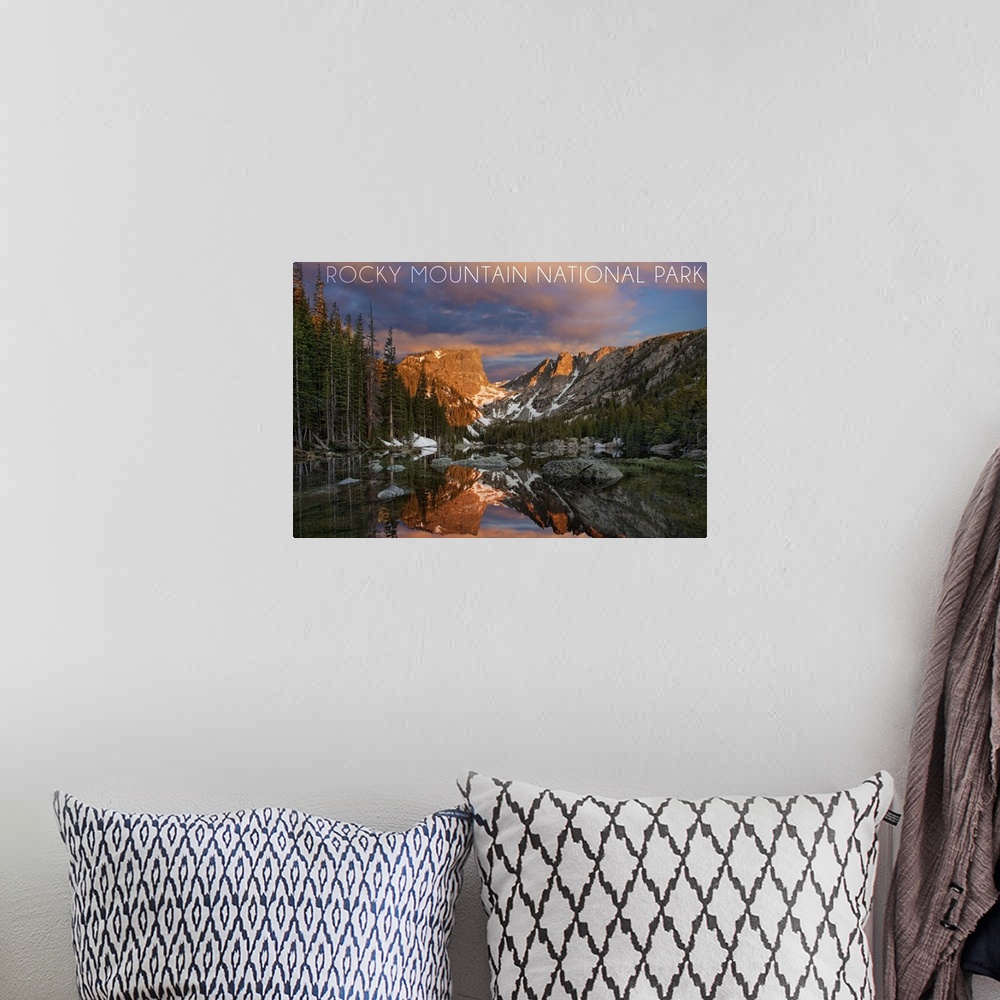 A bohemian room featuring Rocky Mountain National Park, Colorado, Dream Lake Sunset