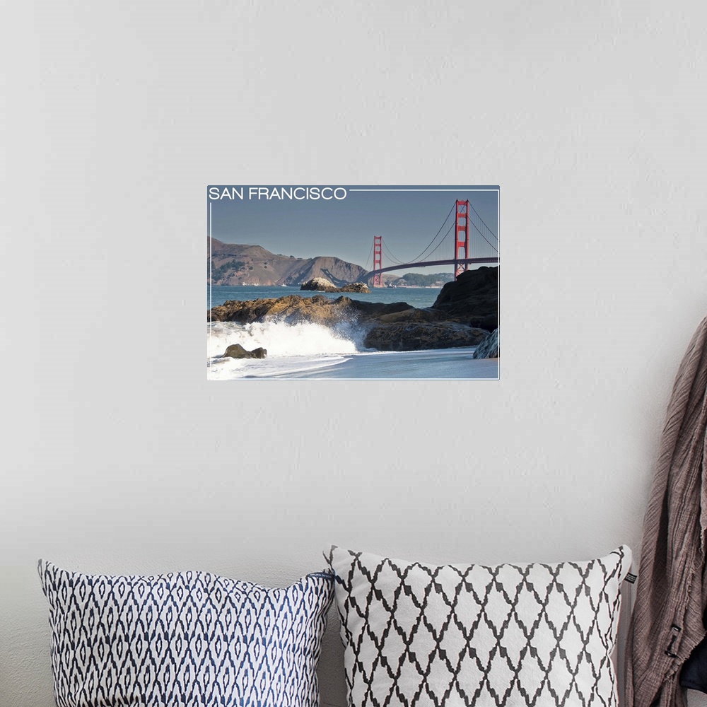 A bohemian room featuring San Francisco, California - Golden Gate Bridge and Beach