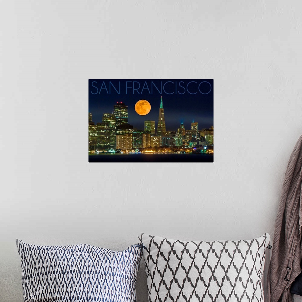 A bohemian room featuring San Francisco, California, Skyline and Full Moon