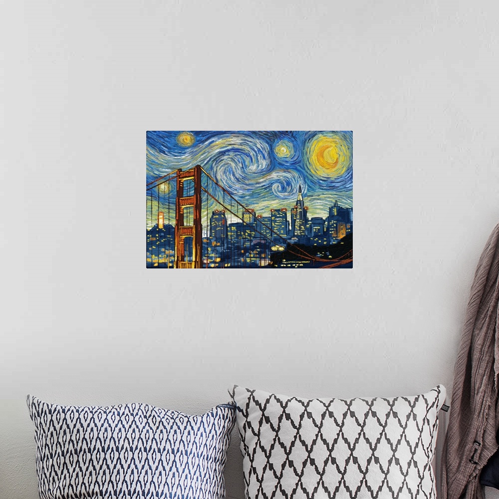 A bohemian room featuring San Francisco, California - Starry Night City Series