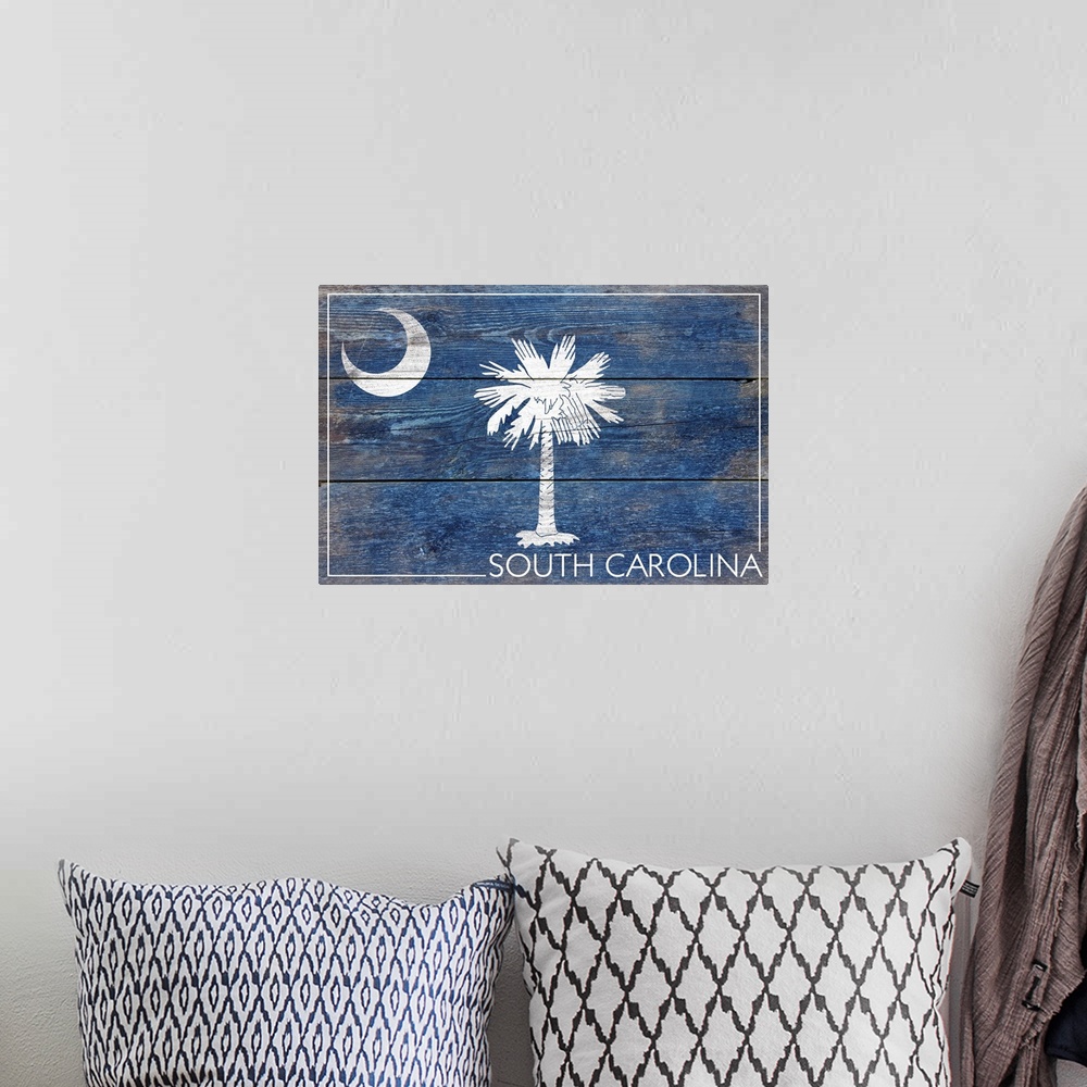 A bohemian room featuring South Carolina State Flag, Barnwood Painting