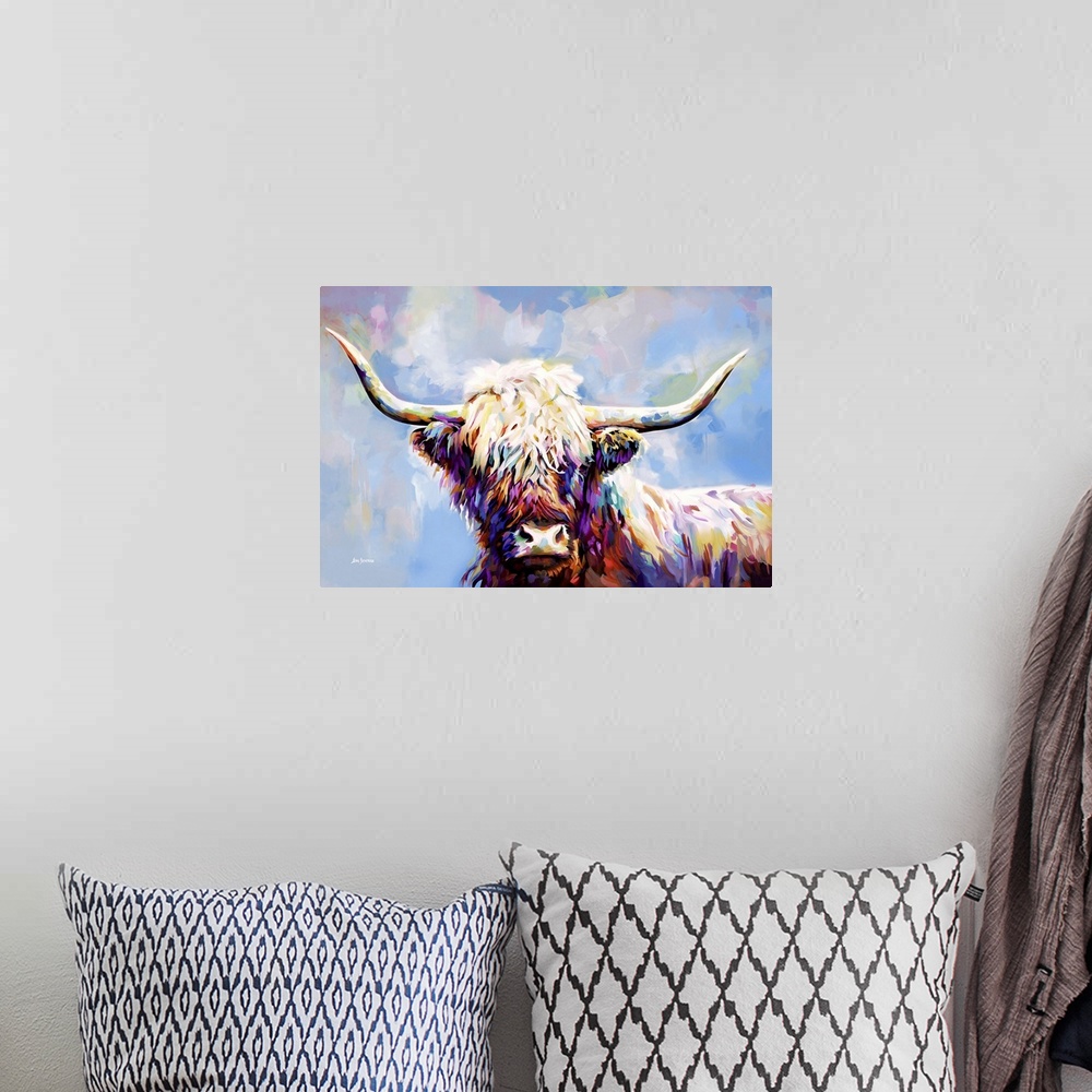 A bohemian room featuring Highland Cow in Winter's Serenity