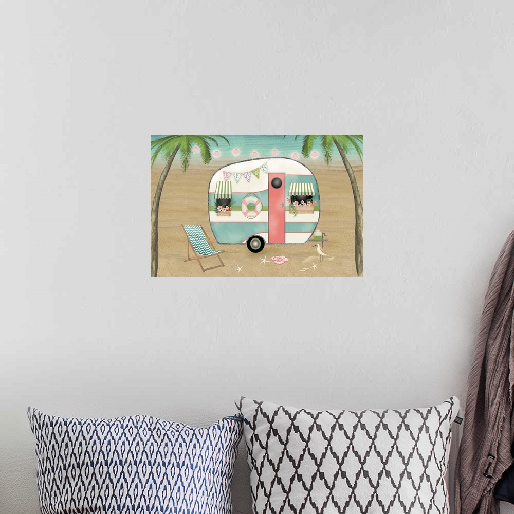 A bohemian room featuring Vintage Camper On The Beach
