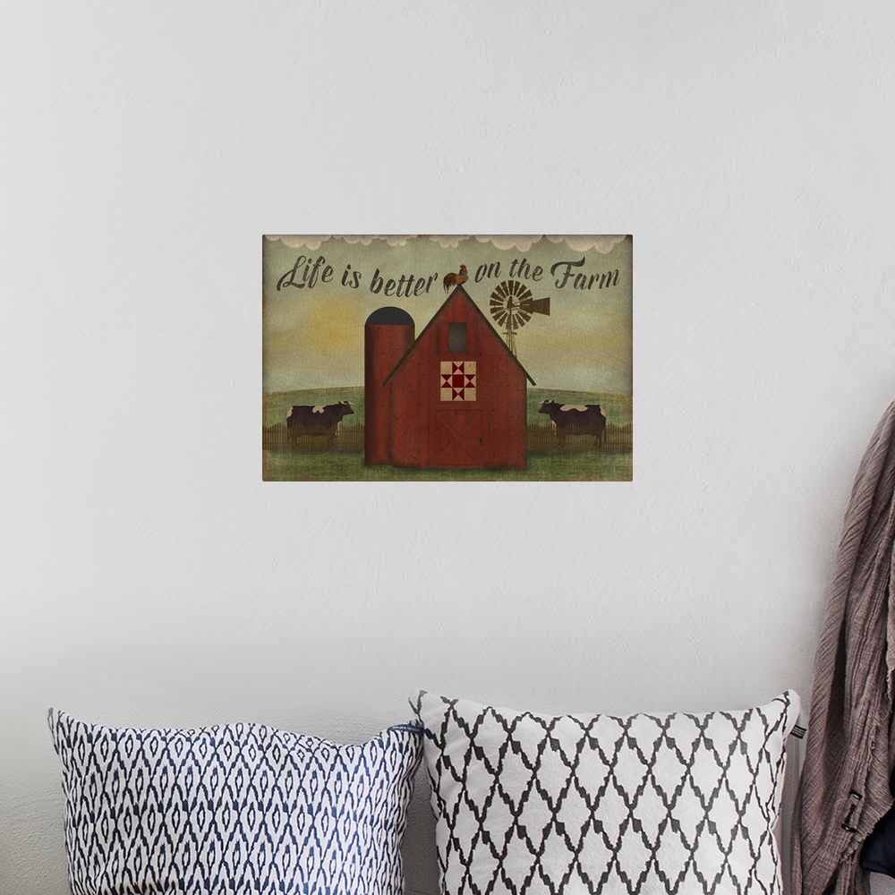 A bohemian room featuring Life is Better on the Farm