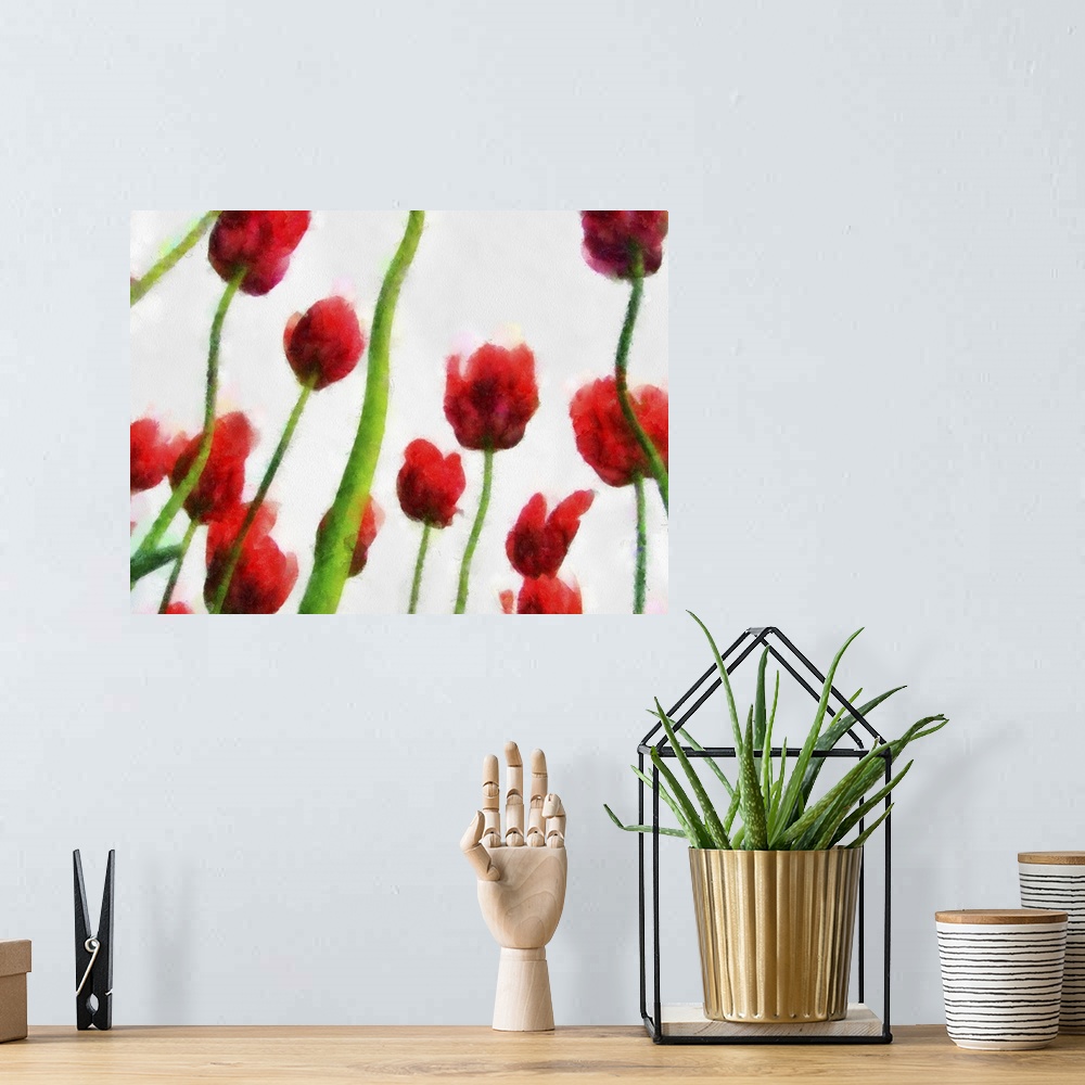 A bohemian room featuring Red Tulips from the Bottom Up II