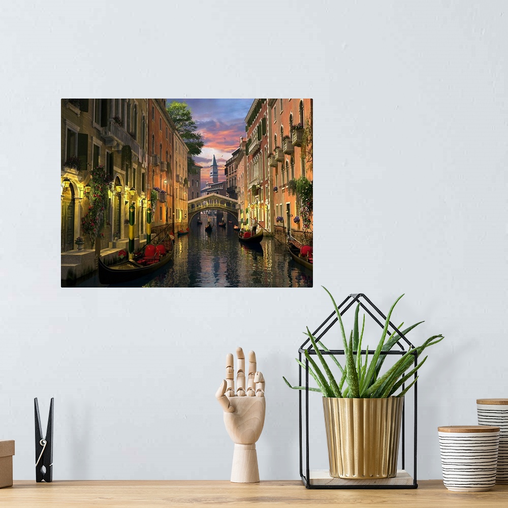 A bohemian room featuring Venice At Dusk I