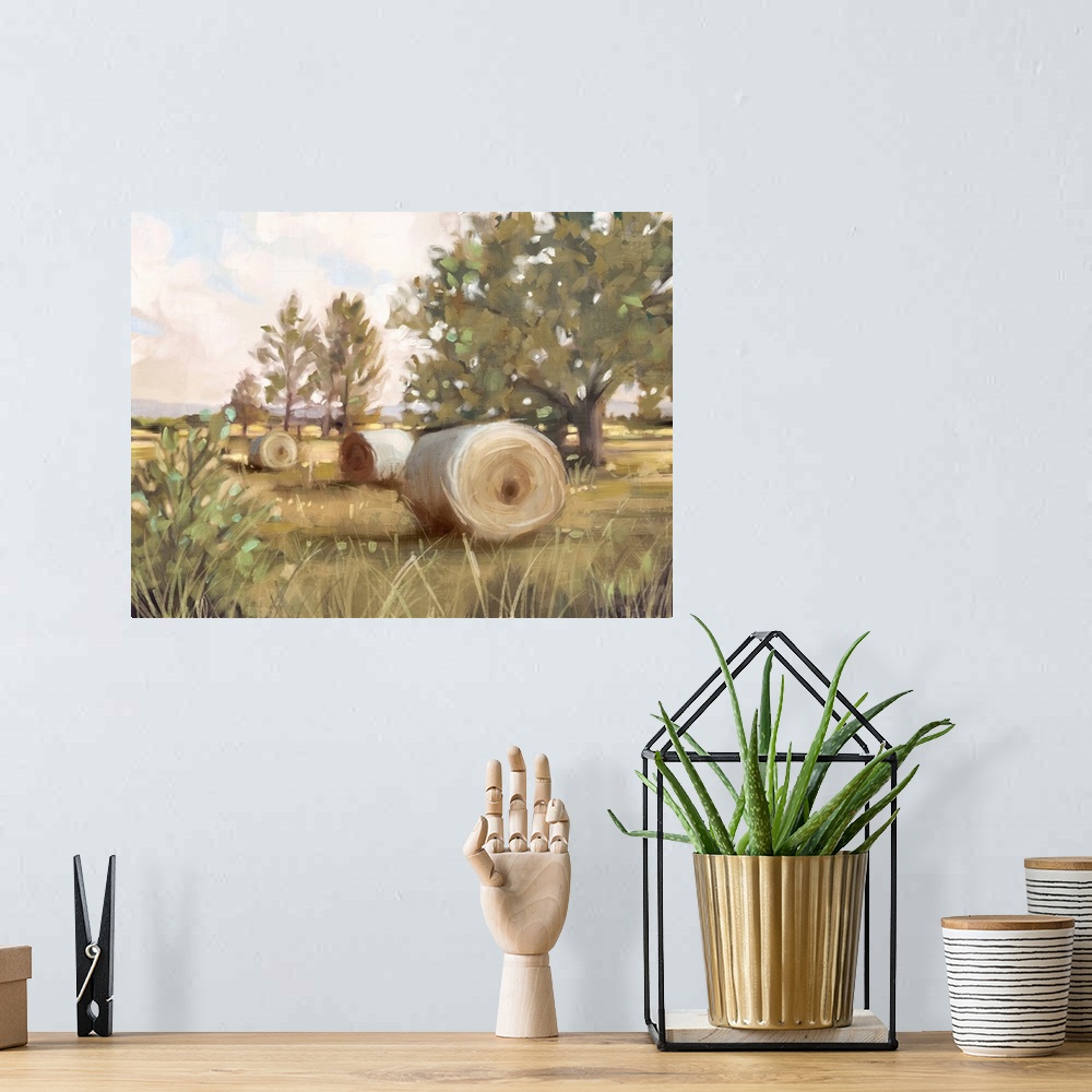 A bohemian room featuring Hay Bales