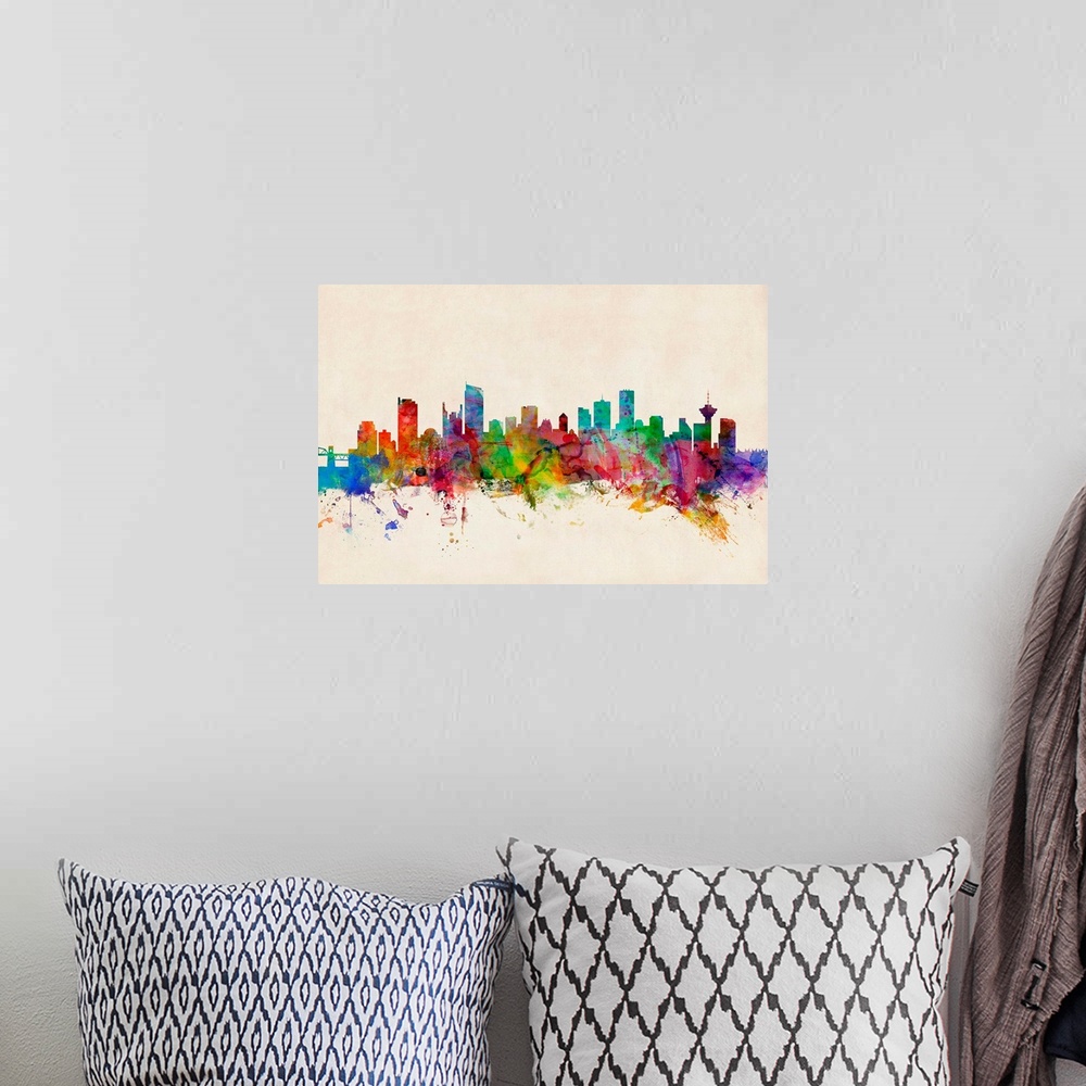 A bohemian room featuring Vancouver Canada Skyline