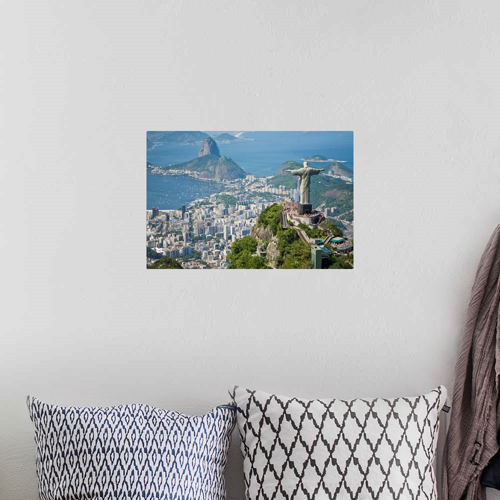 A bohemian room featuring Aerial of the Christ the Redeemer statue overlooking Rio de Janeiro.
