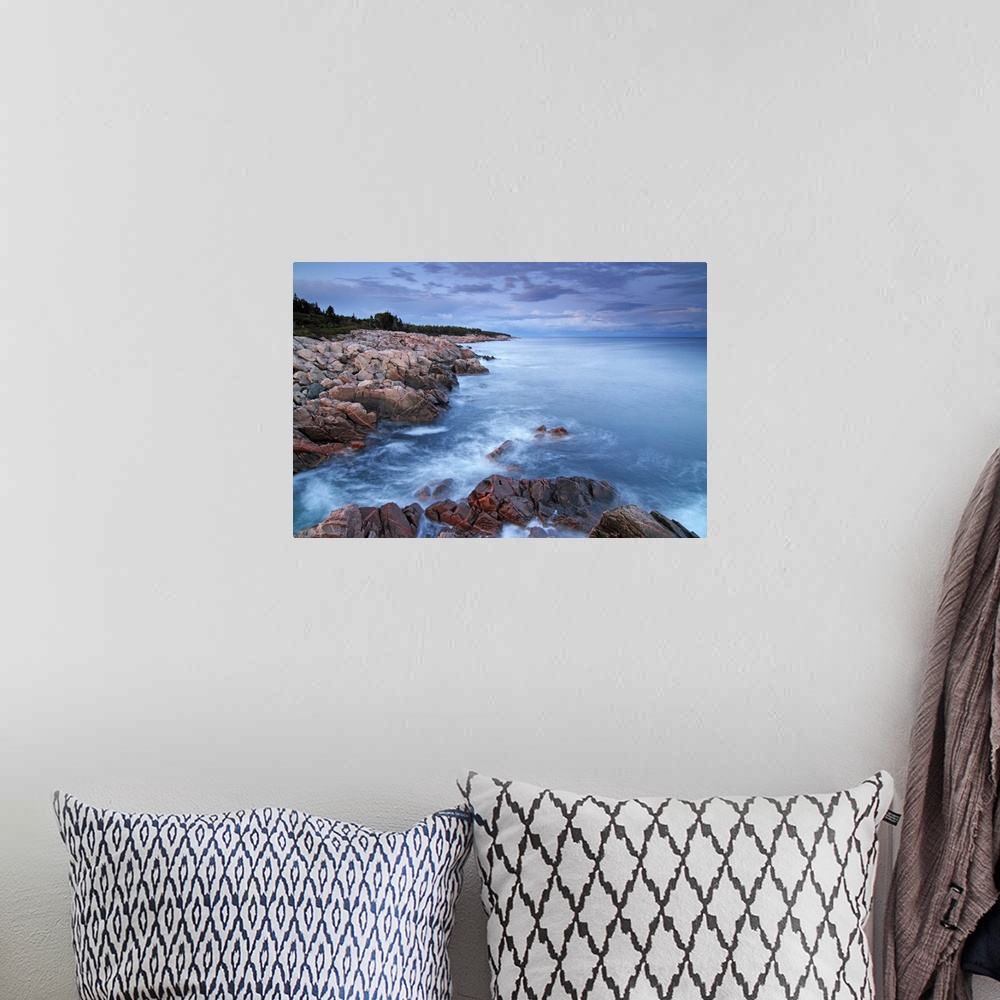 A bohemian room featuring View of the Atlantic ocean from the rocky coast at the Cape Breton Highlands National Park in Nov...