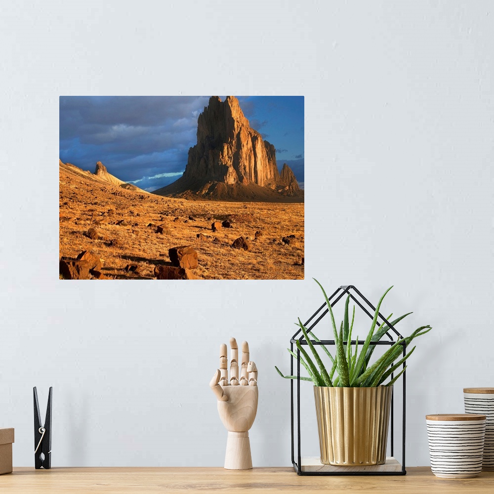 A bohemian room featuring Shiprock, the basalt core of an extinct volcano, New Mexico