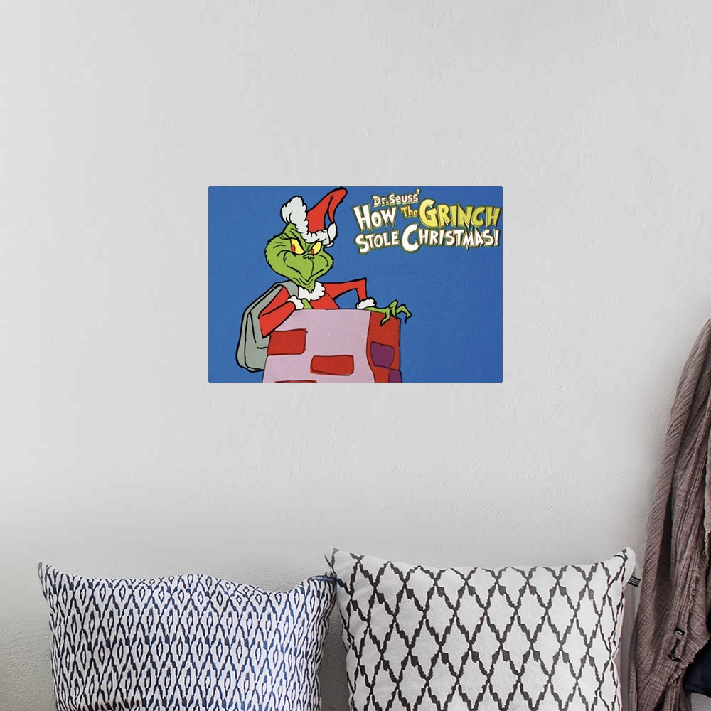 A bohemian room featuring Bitter and hateful, the Grinch is irritated at the thought of the nearby village having a happy t...