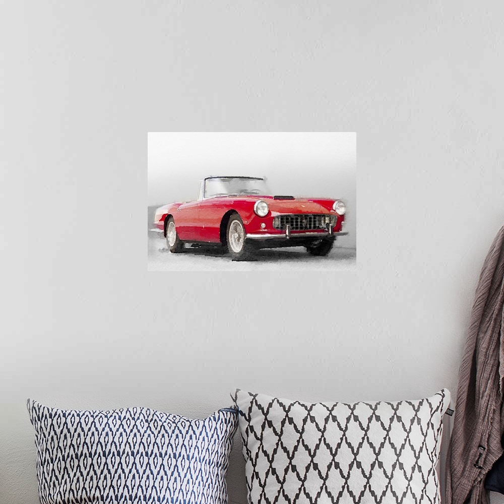 A bohemian room featuring 1960 Ferrari 250GT Pinifarina Watercolor