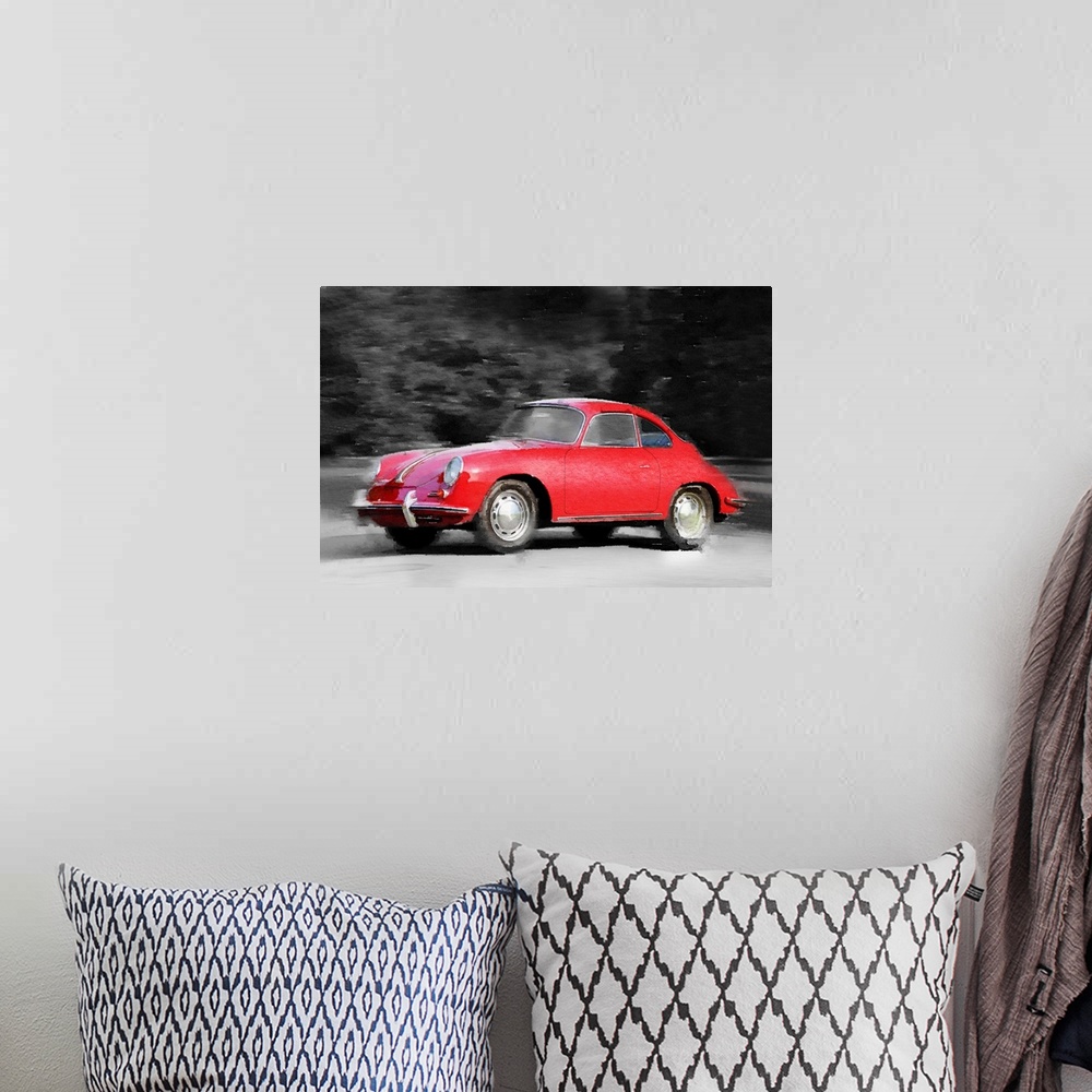 A bohemian room featuring 1963 Porsche 356 C Watercolor